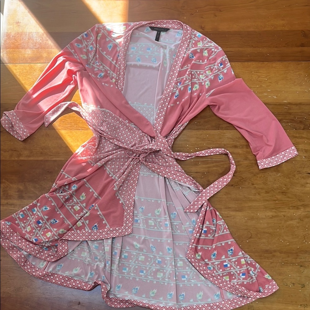 Pink Patterned Bcbg Maxazria Wrap Dress